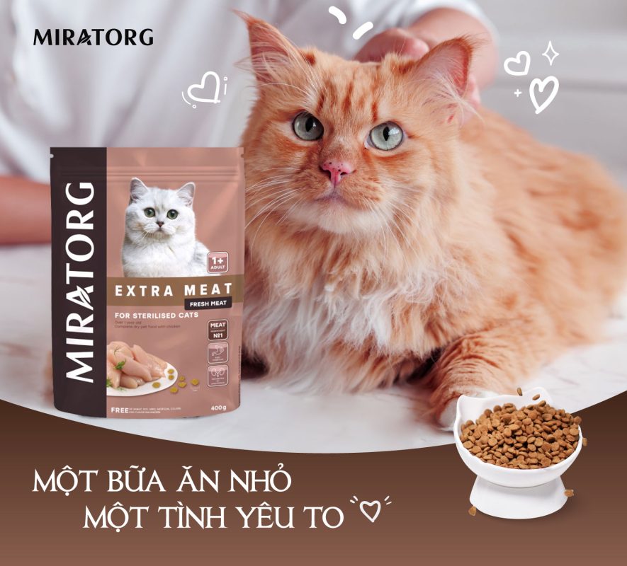 Hạt Siêu Thịt Miratorg – Dinh dưỡng chuẩn khoa học cho mèo triệt sản